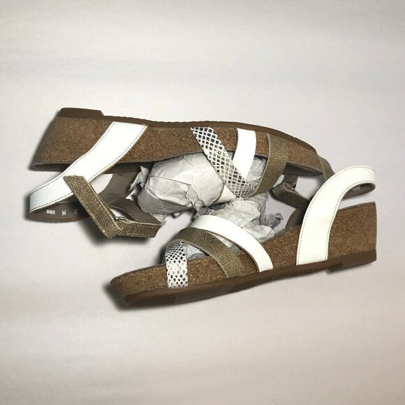 MUNRO Wedge Sandals Women's Size US8 Gold White Perfect Fit Mini - Picture 8 of 13